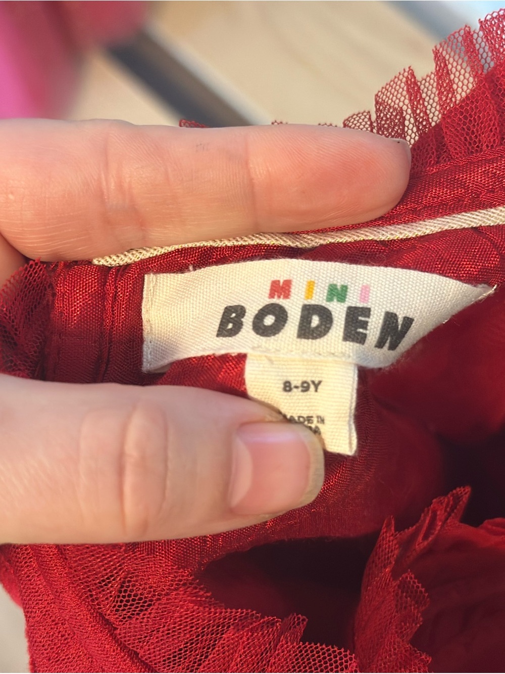 Mini Boden Red Ruffle Tulle Dress - Picture 3 of 3